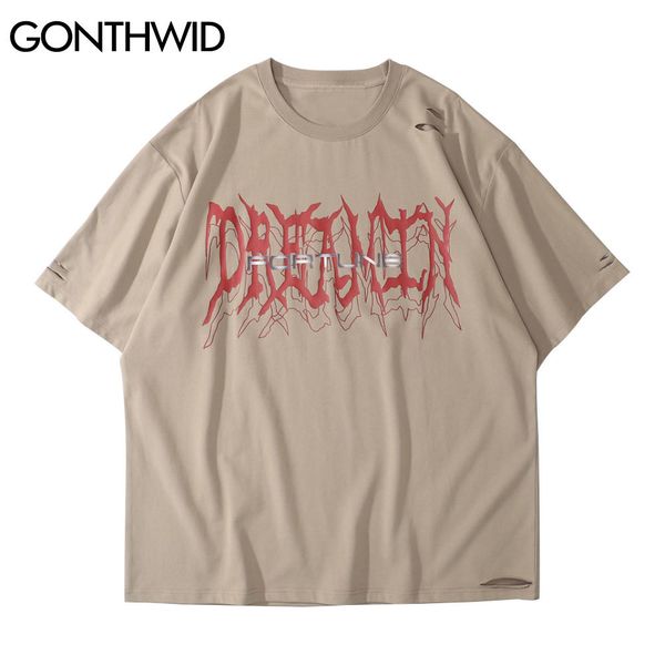 gonthwid tees hip hop streetwear ripped destroyed holes letter print short sleeve t-shirts casual harajuku loose tshirts c0315, White;black
gonthwid tees hip hop streetwear ripped destroyed holes letter print short sleeve t-shirts casual harajuku loose tshirts c0315, White;black