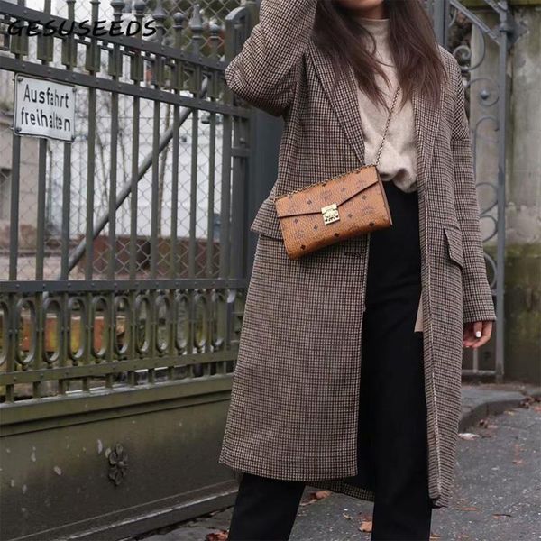 winter jacket women elegant coat notched long sleeve coat houndstooth single breasted jacket oversized vintage long female, Black;brown
winter jacket women elegant coat notched long sleeve coat houndstooth single breasted jacket oversized vintage long female, Black;brown