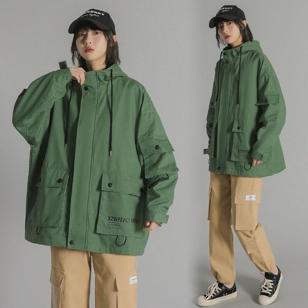 women's jackets korean fashion hooded cargo women jacket windbreaker autumn loose zipper bomber plus size basic coat ladies outerwear, Black;brown
women's jackets korean fashion hooded cargo women jacket windbreaker autumn loose zipper bomber plus size basic coat ladies outerwear, Black;brown