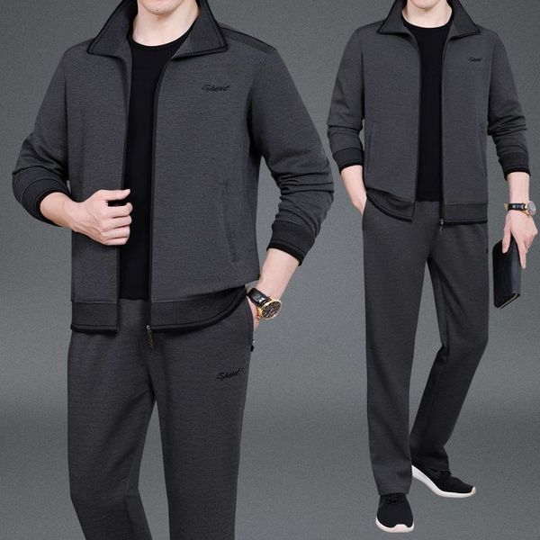 men's tracksuits sports spring and autumn big size coat two piece father's suit middle aged old leisure sportswear wear, Gray
men's tracksuits sports spring and autumn big size coat two piece father's suit middle aged old leisure sportswear wear, Gray