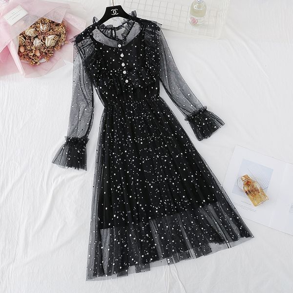 2021 women sweet star sequin spring autumn long sleeve ruffles tulle es vestidos mujer ladies diamond party mesh cvph, Black;gray
2021 women sweet star sequin spring autumn long sleeve ruffles tulle es vestidos mujer ladies diamond party mesh cvph, Black;gray