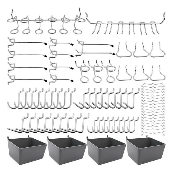 hooks & rails 80 piece pegboard assortment with bins, peg locks, for organizing various tools kitchen craft room
hooks & rails 80 piece pegboard assortment with bins, peg locks, for organizing various tools kitchen craft room