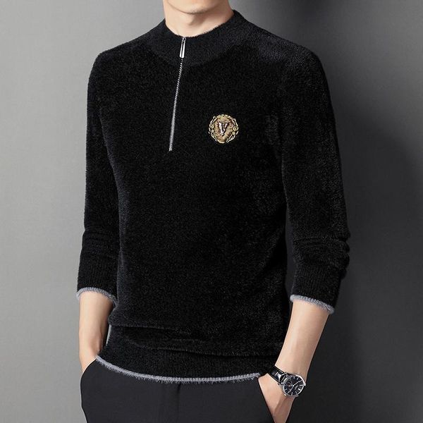 men's sweaters mink mock neck sweater for mens warm winter velvet plush blouse luxury quality pullover black elegant jumper green zipp, White;black
men's sweaters mink mock neck sweater for mens warm winter velvet plush blouse luxury quality pullover black elegant jumper green zipp, White;black