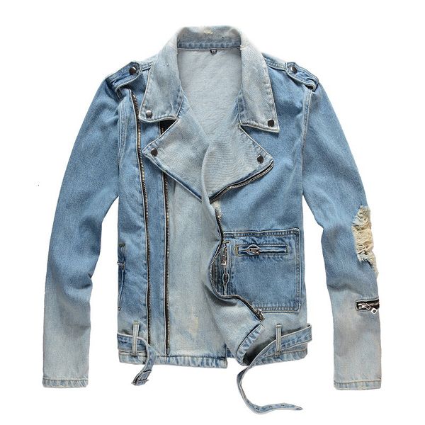 male new men's torn blue holes jean streetwear zippers down collar denim jacket outerwear go5n, Black;brown
male new men's torn blue holes jean streetwear zippers down collar denim jacket outerwear go5n, Black;brown