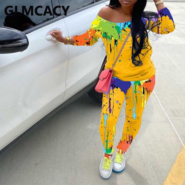 women casual two piece paint printed tracksuits long sleeve shirt and skinny pants set 210702, White
women casual two piece paint printed tracksuits long sleeve shirt and skinny pants set 210702, White