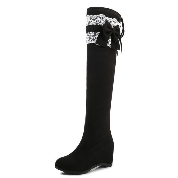 brother-in-law detachable large-elastic bowknot increased internal stretch apply cover stretching cloth to knee boots u12q, Black
brother-in-law detachable large-elastic bowknot increased internal stretch apply cover stretching cloth to knee boots u12q, Black