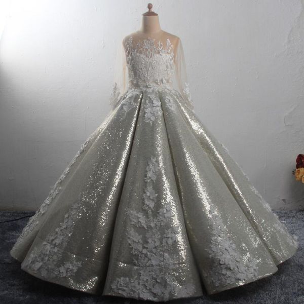 girl's dresses long sleeves silver sequins flower girl dress for wedding lace appliques holy first communion, Red;yellow
girl's dresses long sleeves silver sequins flower girl dress for wedding lace appliques holy first communion, Red;yellow