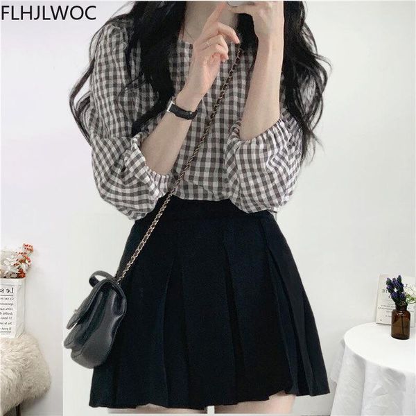 women's blouses & shirts cute vintage retro plaid shirt female puff sleeve summer women femme blusas korea chic fashion, White
women's blouses & shirts cute vintage retro plaid shirt female puff sleeve summer women femme blusas korea chic fashion, White