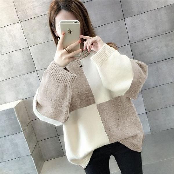 women's sweaters autumn and winter korean lazy style sweater long sleeved casual loose pullover for women, White;black
women's sweaters autumn and winter korean lazy style sweater long sleeved casual loose pullover for women, White;black