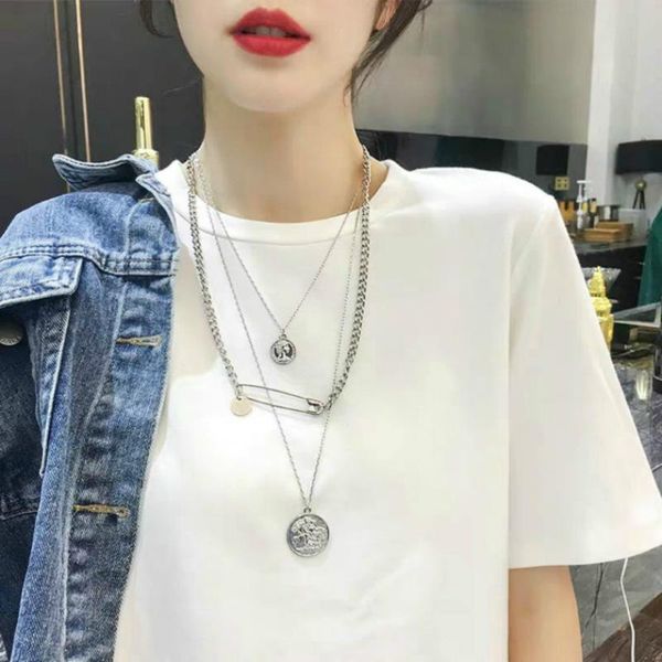 pendant necklaces hip hop chain pin necklace multilayer portrait head men's and women's couple waterproof long sweater, Silver
pendant necklaces hip hop chain pin necklace multilayer portrait head men's and women's couple waterproof long sweater, Silver