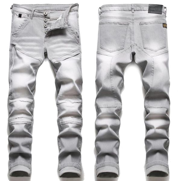 men's jeans denim stretch comfortable casual street pants fingerless motorcycle rider long four season, Blue
men's jeans denim stretch comfortable casual street pants fingerless motorcycle rider long four season, Blue