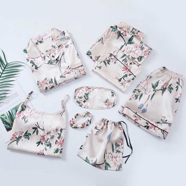 pajama set women print pyjamas 7 pieces/set long shirt pants stitch lingerie fashion sleepwear 210622, Black;red
pajama set women print pyjamas 7 pieces/set long shirt pants stitch lingerie fashion sleepwear 210622, Black;red