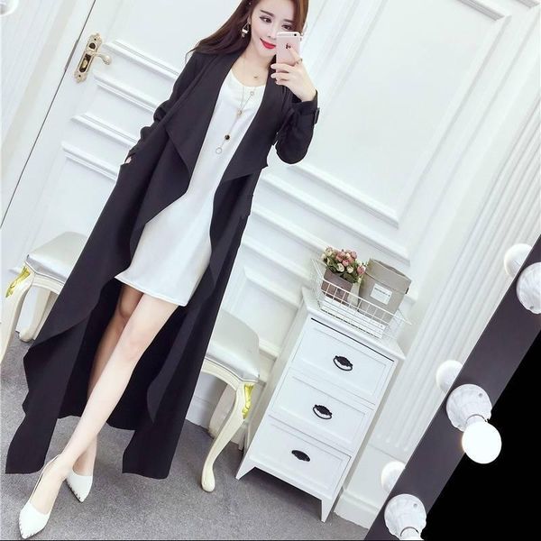 women's trench coats 2021 spring thin windproof outerwear women long sleeve open front elegant office work coat cardigan, Tan;black
women's trench coats 2021 spring thin windproof outerwear women long sleeve open front elegant office work coat cardigan, Tan;black