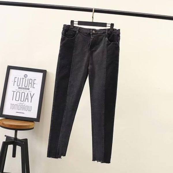 women's jeans plus size stretchable slim casual oversized patchwork denim pants, Blue 
women's jeans plus size stretchable slim casual oversized patchwork denim pants, Blue