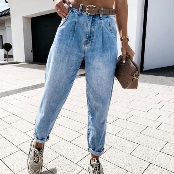 women's jeans woman high waisted straight-leg casual trousers washed denim s-2xl fashion harem pants, Blue
women's jeans woman high waisted straight-leg casual trousers washed denim s-2xl fashion harem pants, Blue