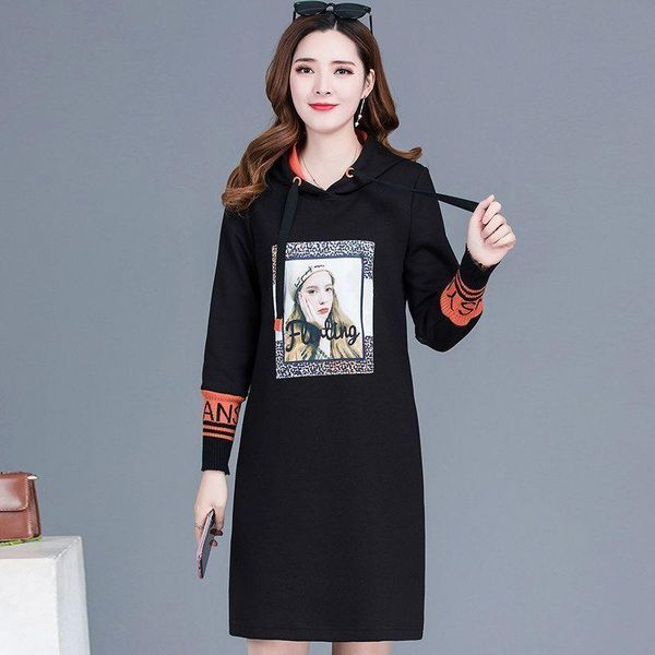 casual dresses hooded dress women letters long pullover black grey full sleeve loose jersey spring fall mini travel robes, Black;gray
casual dresses hooded dress women letters long pullover black grey full sleeve loose jersey spring fall mini travel robes, Black;gray