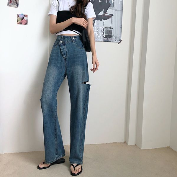2021 new s-xl color autumn korean style loose irregular women long vintage denim pants high waist ripped jeans for womens (78396) 1tp2, Blue
2021 new s-xl color autumn korean style loose irregular women long vintage denim pants high waist ripped jeans for womens (78396) 1tp2, Blue