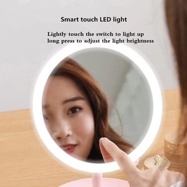 

compact mirrors table mirror makeup vanity led light storage touch dimmer usb desk face adjustable