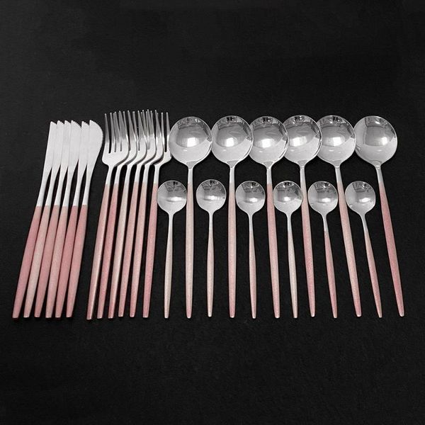 flatware sets 24pcs western cutlery set pink silver dinnerware 304 stainless steel kitchen tableware fork knife scoop silverware
flatware sets 24pcs western cutlery set pink silver dinnerware 304 stainless steel kitchen tableware fork knife scoop silverware