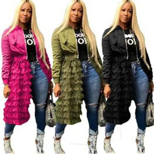 women's jackets plus size autumn winter women zipper long coat sleeve mesh lace patchwork o-neck baseball jacket, Black;brown
women's jackets plus size autumn winter women zipper long coat sleeve mesh lace patchwork o-neck baseball jacket, Black;brown