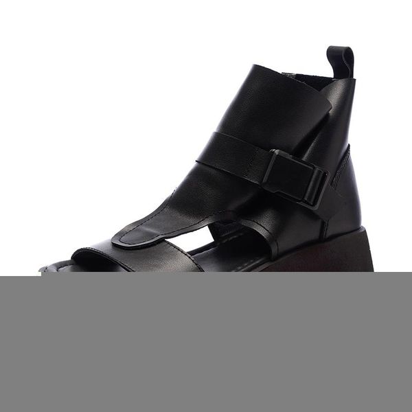 women's sandals genuine leather platform cool boots 2021 new buckle comfortable fish mouth shoes vintage footwear, Black
women's sandals genuine leather platform cool boots 2021 new buckle comfortable fish mouth shoes vintage footwear, Black