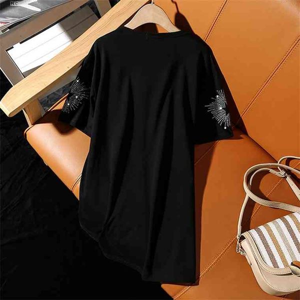 summer 2021 europe style new fashion loose plus size short-sleeve t-shirt for women personality casual diamonds female, White
summer 2021 europe style new fashion loose plus size short-sleeve t-shirt for women personality casual diamonds female, White