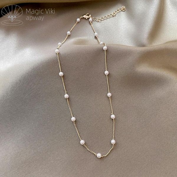 chains magicviki necklace women's trendy small clavicle chain net red korean imitation pearl short simple neck jewelry, Silver
chains magicviki necklace women's trendy small clavicle chain net red korean imitation pearl short simple neck jewelry, Silver