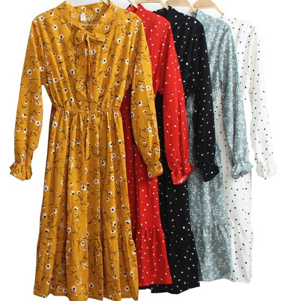 casual dresses spring woman mid dress bow-neck female chiffon floral print a-line slim thin summer, Black;gray
casual dresses spring woman mid dress bow-neck female chiffon floral print a-line slim thin summer, Black;gray