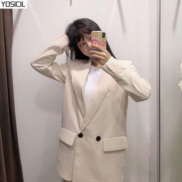 yosicil elegant double breasted blazer women long sleeve office wear blazers coat solid color notched collar loose jacket 2021, White;black
yosicil elegant double breasted blazer women long sleeve office wear blazers coat solid color notched collar loose jacket 2021, White;black