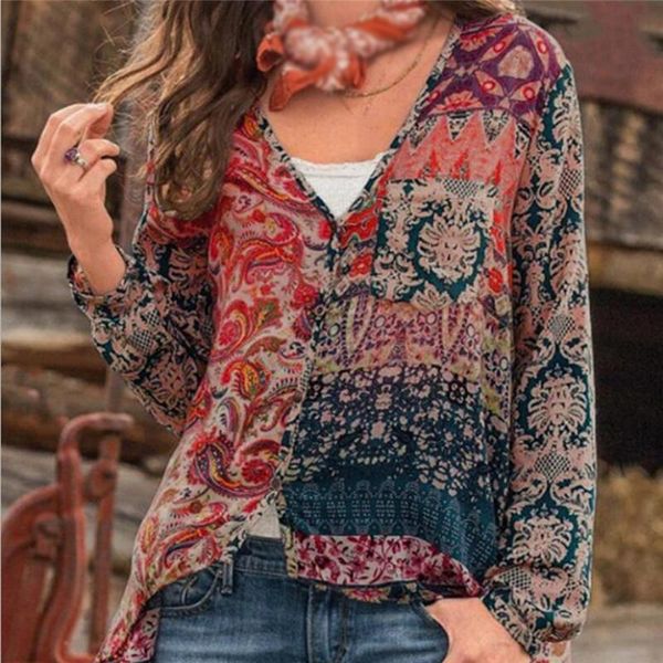 women's blouses & shirts spring autumn women casual flower print linen button long lantern sleeve tunic blouse national feature wear, White
women's blouses & shirts spring autumn women casual flower print linen button long lantern sleeve tunic blouse national feature wear, White