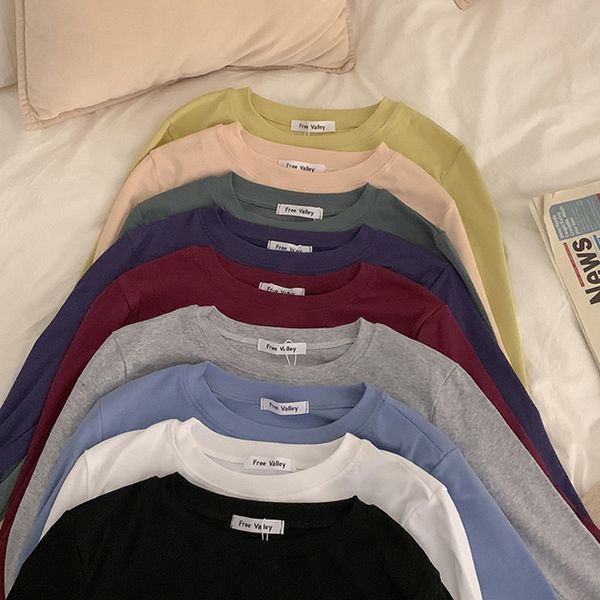 2021 new 9 colors autumn korean style basic women slim short crop solid color long sleeve t-shirt womens tees shirt femme (f4054) 1c13, White
2021 new 9 colors autumn korean style basic women slim short crop solid color long sleeve t-shirt womens tees shirt femme (f4054) 1c13, White