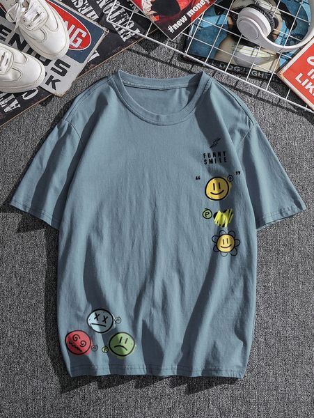 men cartoon and letter graphic tee 98zc#, White;black
men cartoon and letter graphic tee 98zc#, White;black