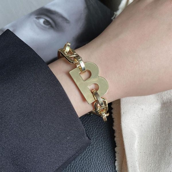 link, chain hip- punk design gold color metal letter b bracelets for women thick link bracelet fashion jewelry gift, Black
link, chain hip- punk design gold color metal letter b bracelets for women thick link bracelet fashion jewelry gift, Black