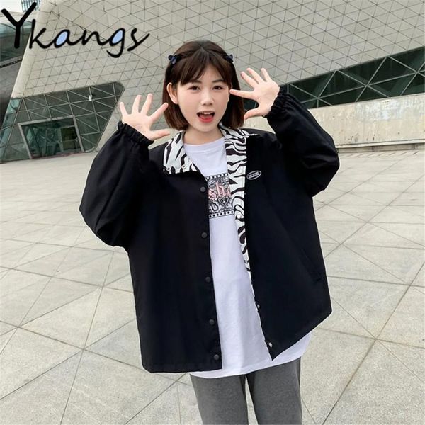 women's jackets harajuku zebra print reversible jacket bf trend design black loose gothic women cargo coat spring autumn korean style s, Black;brown
women's jackets harajuku zebra print reversible jacket bf trend design black loose gothic women cargo coat spring autumn korean style s, Black;brown
