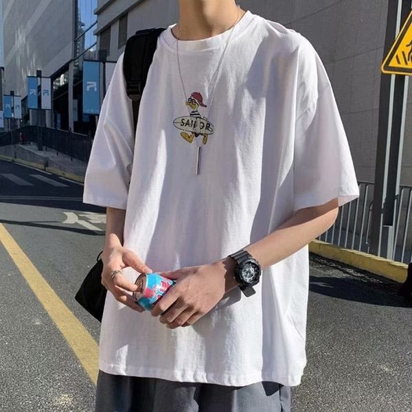 100% cotton street hip hop t-shirt men's summer new large loose ins trendy short sleeve top, White;black
100% cotton street hip hop t-shirt men's summer new large loose ins trendy short sleeve top, White;black