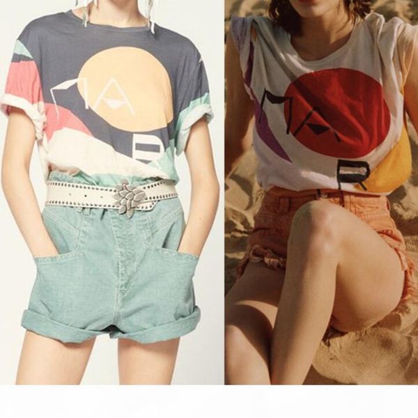 women color print art design 2020isabel marant t-shirt short sleeves lady high-quality temperament clothes tee classic, White
women color print art design 2020isabel marant t-shirt short sleeves lady high-quality temperament clothes tee classic, White