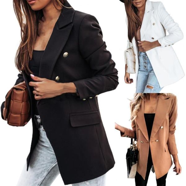 women's suits & blazers drop office lady blazer solid color double breasted slim buttons lapel coat for daily wear, White;black
women's suits & blazers drop office lady blazer solid color double breasted slim buttons lapel coat for daily wear, White;black