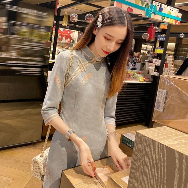 ethnic clothing women satin 3/4 sleeve cheongsam mandarin collar chinese dress gown casual slope vintage button qipao slim vestidos, Red
ethnic clothing women satin 3/4 sleeve cheongsam mandarin collar chinese dress gown casual slope vintage button qipao slim vestidos, Red