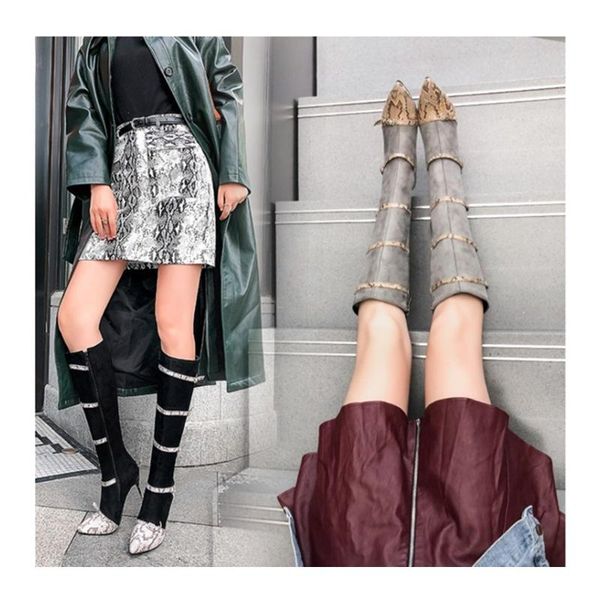 boots 2021 autumn and winter european american pointed toe stiletto side zipper high female snake print women's, Black
boots 2021 autumn and winter european american pointed toe stiletto side zipper high female snake print women's, Black