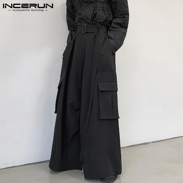 men's pants incerun men wide leg loose pockets solid color casual trousers with belt 2021 joggers streetwear pantalon s-5xl, Black
men's pants incerun men wide leg loose pockets solid color casual trousers with belt 2021 joggers streetwear pantalon s-5xl, Black