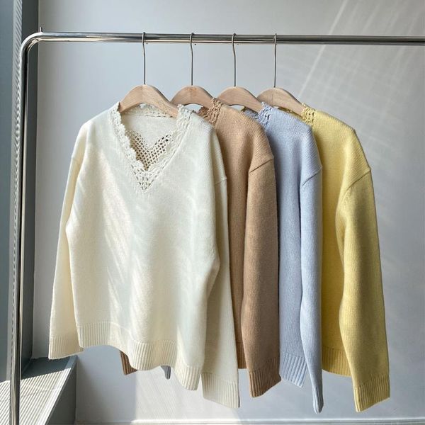 women's sweaters 2021 women fashion long-sleeved love openwork woven lace stitching v-neck cashmere sweater 0915, White;black
women's sweaters 2021 women fashion long-sleeved love openwork woven lace stitching v-neck cashmere sweater 0915, White;black