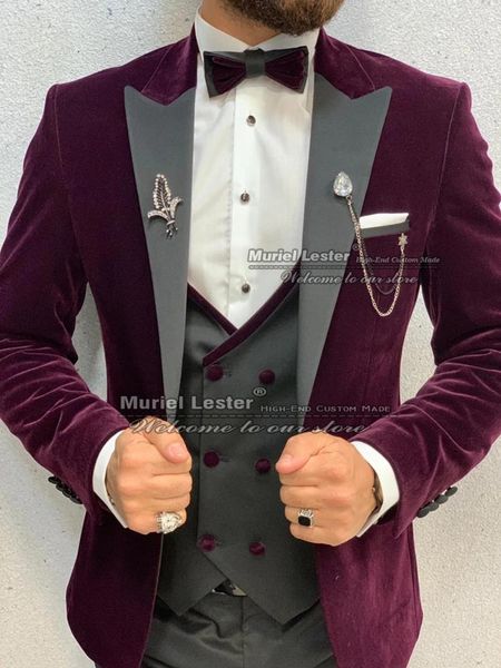men's suits & blazers spring/autumn men tailor-made formal wine velvet jacket with black notched lapel smoking blazer 3 pieces trajes d, White;black
men's suits & blazers spring/autumn men tailor-made formal wine velvet jacket with black notched lapel smoking blazer 3 pieces trajes d, White;black
