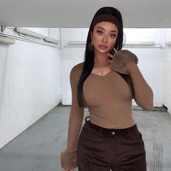 women's sweaters 3 colors girl super desire v-neck furry cuffs waist wool blend knit sweater bottoming top, White;black
women's sweaters 3 colors girl super desire v-neck furry cuffs waist wool blend knit sweater bottoming top, White;black