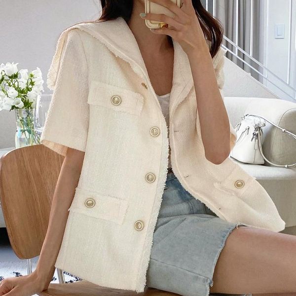 women's jackets women 2021 summer girls french elegant navy collar edge design chic button loose cardigan woolen short coat, Black;brown
women's jackets women 2021 summer girls french elegant navy collar edge design chic button loose cardigan woolen short coat, Black;brown