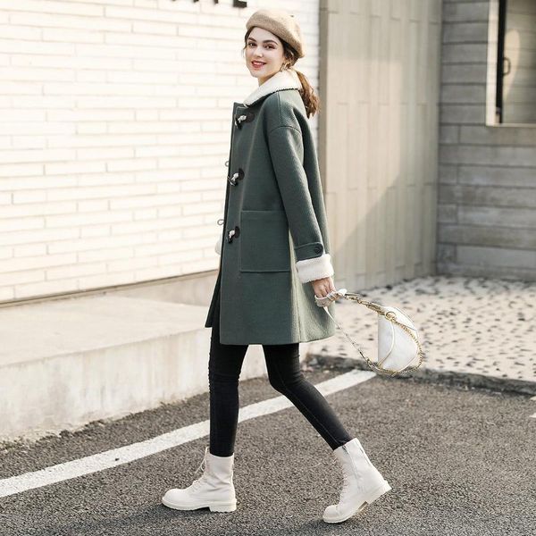 women's wool & blends 2021 autumn winter women coat female long sleeve single breasted jacket fashion turn down causal loose outwear l7, Black
women's wool & blends 2021 autumn winter women coat female long sleeve single breasted jacket fashion turn down causal loose outwear l7, Black