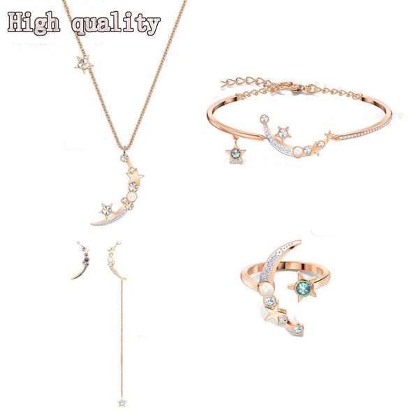 chains swa exquisite starry night romantic moon and star design charm women's pendant necklace jewelry set, Silver
chains swa exquisite starry night romantic moon and star design charm women's pendant necklace jewelry set, Silver