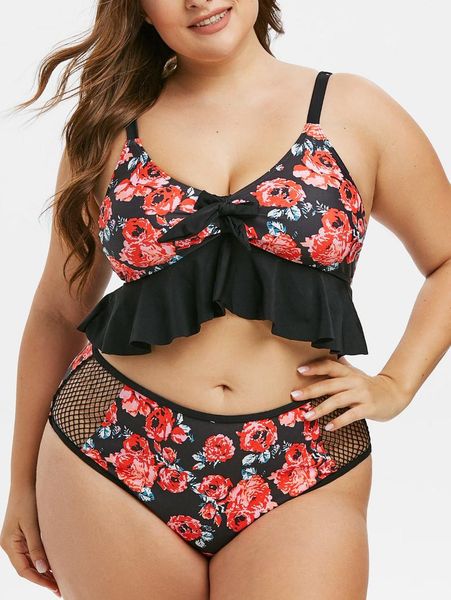 one-piece suits plus size floral print flounce tankini swimwear 
one-piece suits plus size floral print flounce tankini swimwear