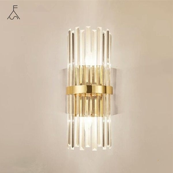 modern american luxury crystal wall lamp simple living room bedroom bedside lamp decor home wall sconce light fixture luminaria