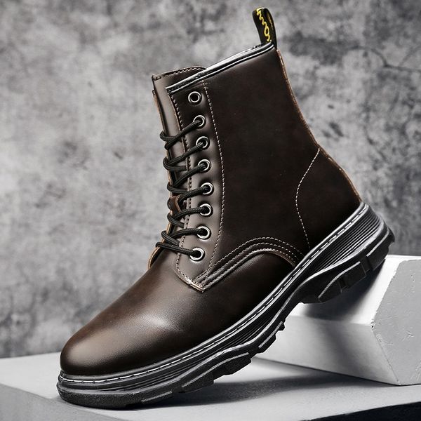 2021 new martin autumn and winter high british big toe shoes black work boots men's