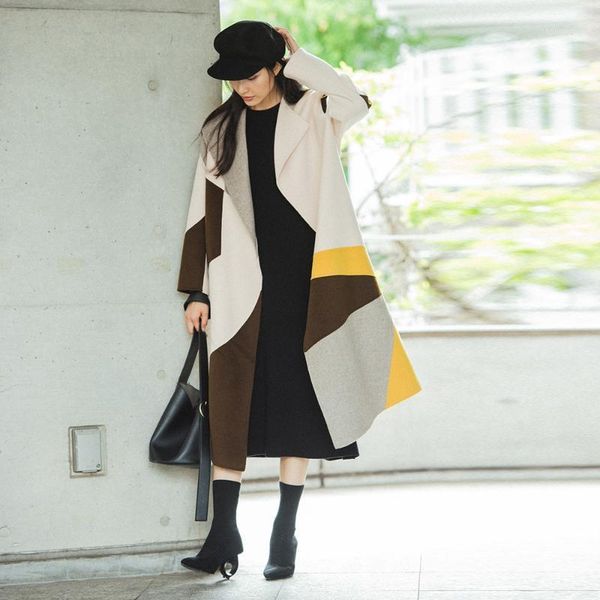 women's wool & blends europe and america 2021 cashmere coat medium long winter windbreaker double-sided streetwear cardigan, Black
women's wool & blends europe and america 2021 cashmere coat medium long winter windbreaker double-sided streetwear cardigan, Black